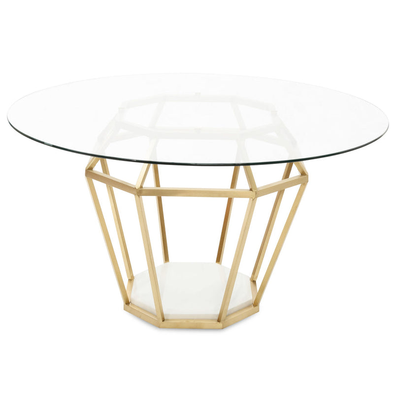 1.4m Diameter Round Dining Table - Brushed Gold Base