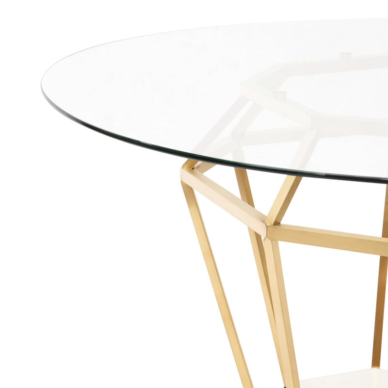 1.4m Diameter Round Dining Table - Brushed Gold Base