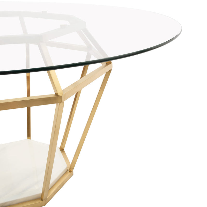 1.4m Diameter Round Dining Table - Brushed Gold Base