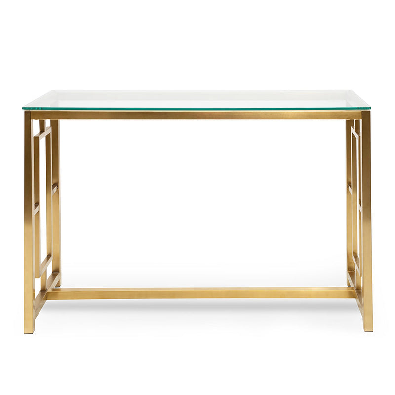 Glass Console table - Brushed Gold Base