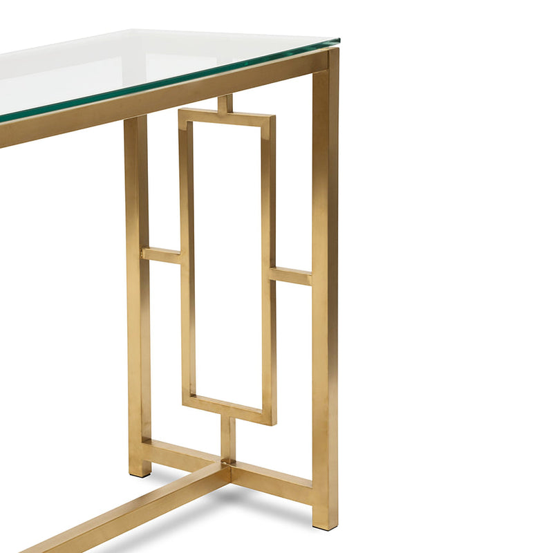 Glass Console table - Brushed Gold Base