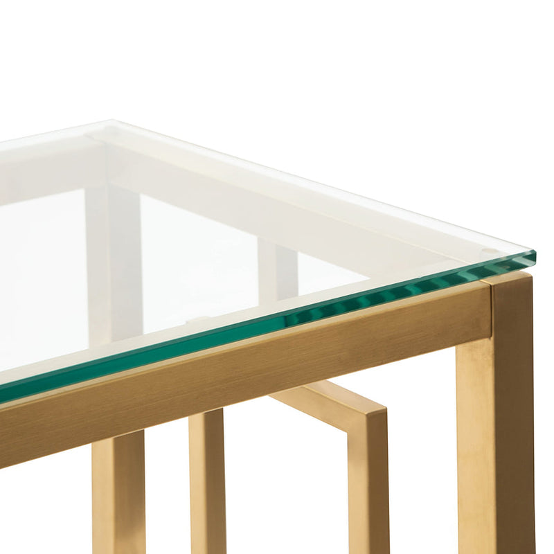 Glass Console table - Brushed Gold Base