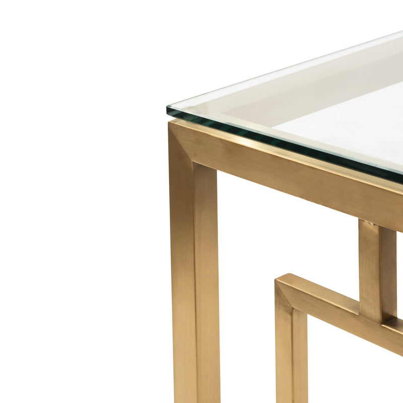 Glass Console table - Brushed Gold Base