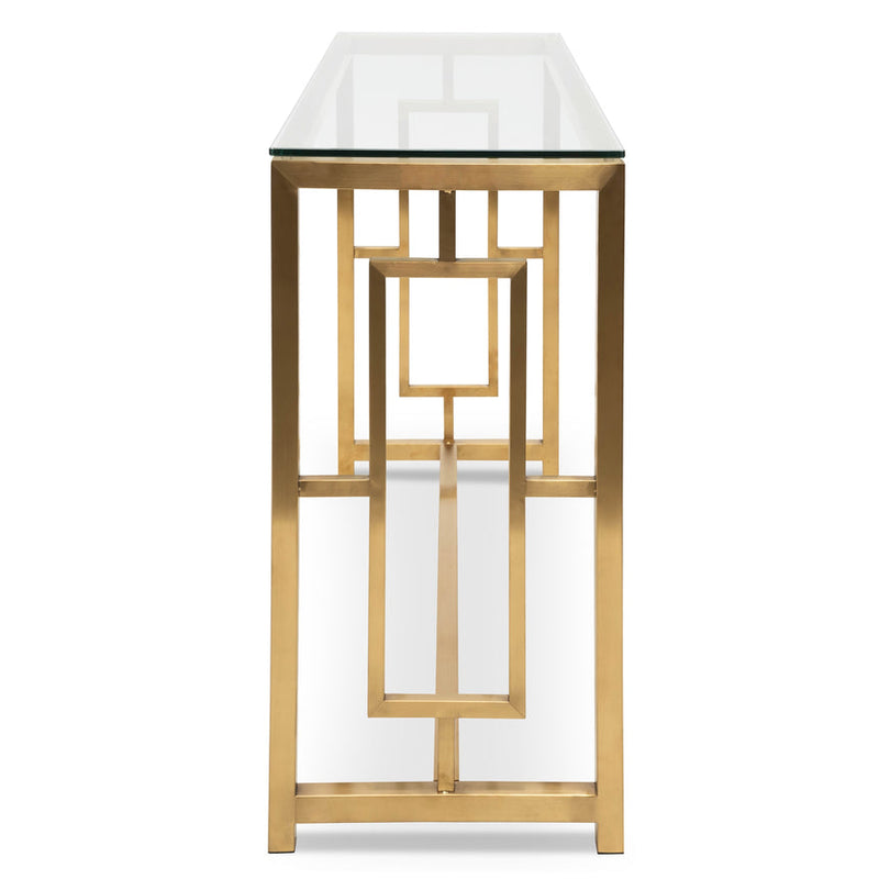 Glass Console table - Brushed Gold Base