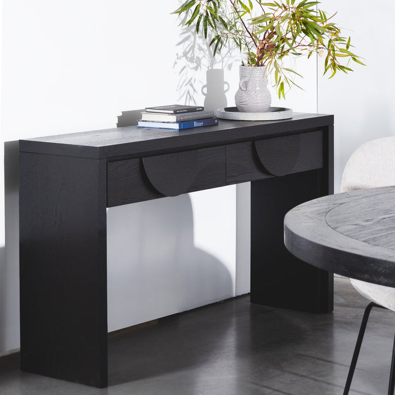 1.4m Console Table - Textured Espresso Black