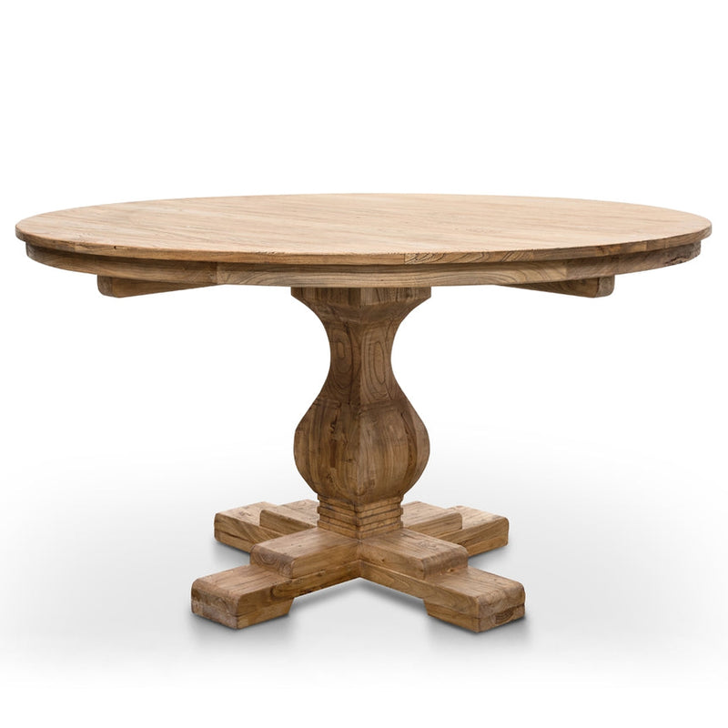 Reclaimed 140cm Round Dining Table - Rustic Black