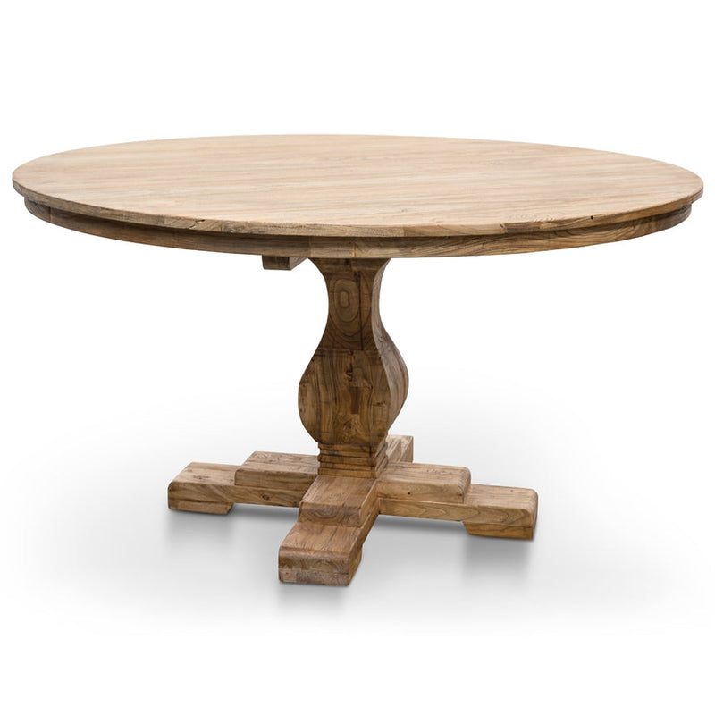 Reclaimed 140cm Round Dining Table - Rustic Black