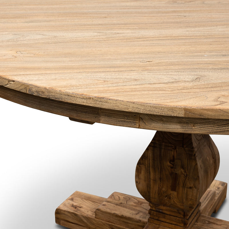 Reclaimed 140cm Round Dining Table - Rustic Black