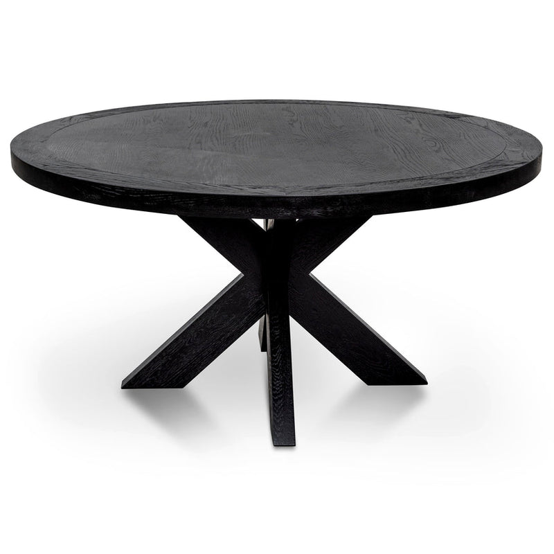 1.5m Round Wooden Dining Table - Full Black