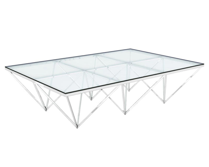 1.2m Coffee Table - Glass Top - Brushed Gold Base