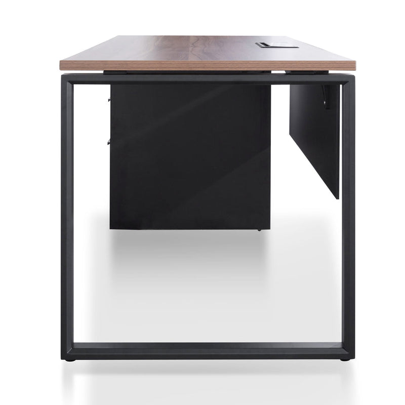 1.6m Single Seater Walnut Office Desk - Black Legs