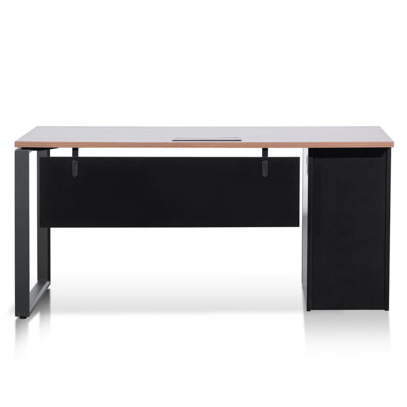 1.6m Single Seater Walnut Office Desk - Black Legs