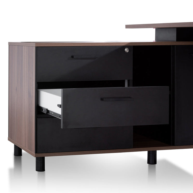 1.8m Executive Desk Right Return with Black Legs - Walnut