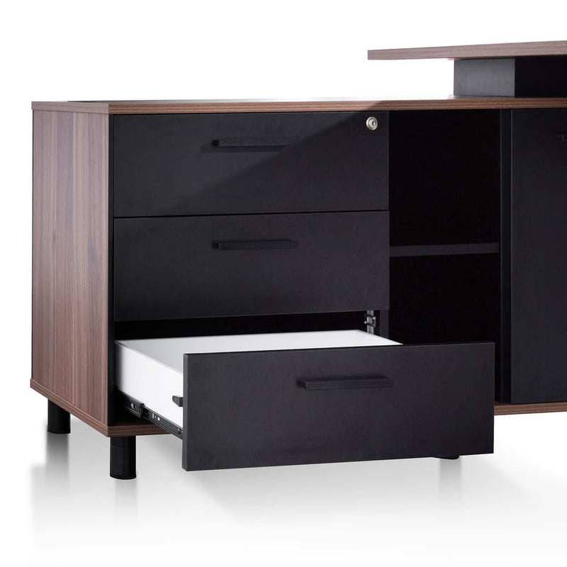 1.8m Executive Desk Right Return with Black Legs - Walnut