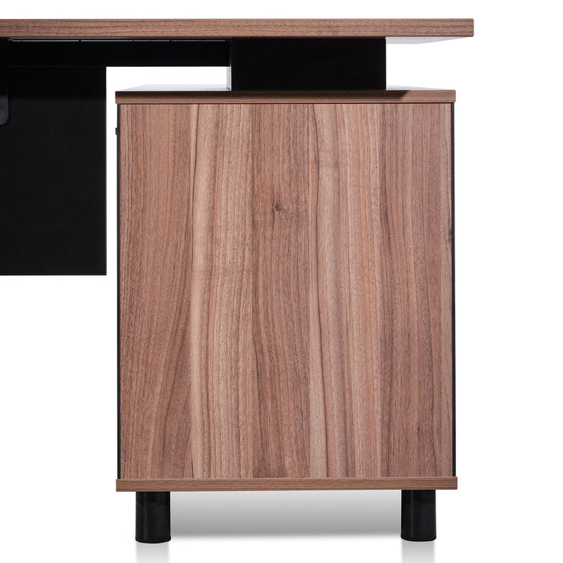 1.8m Executive Desk Right Return with Black Legs - Walnut