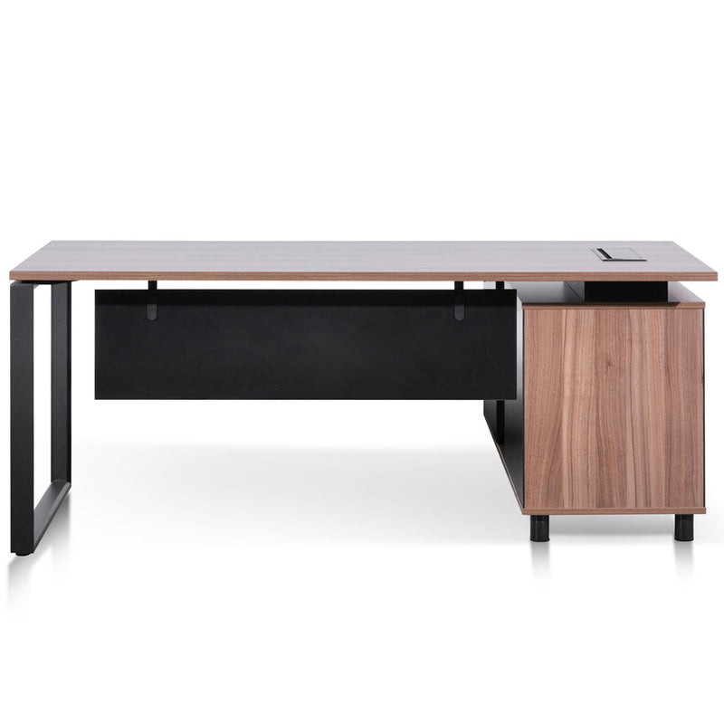 1.8m Executive Desk Right Return with Black Legs - Walnut