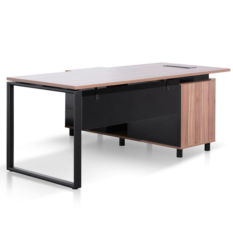 1.8m Executive Desk Right Return with Black Legs - Walnut