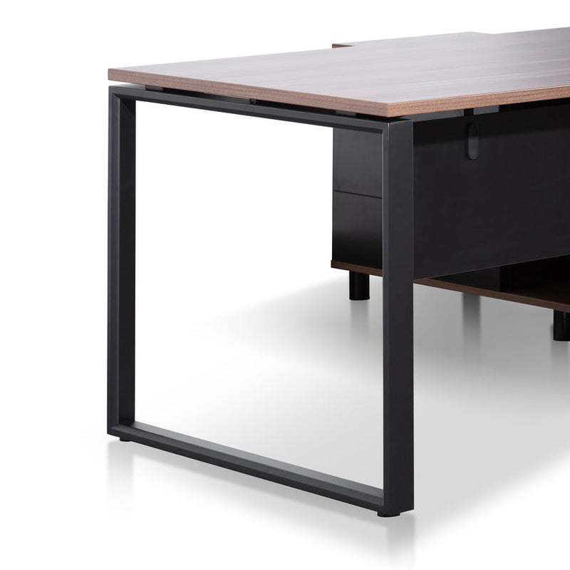 1.8m Executive Desk Right Return with Black Legs - Walnut