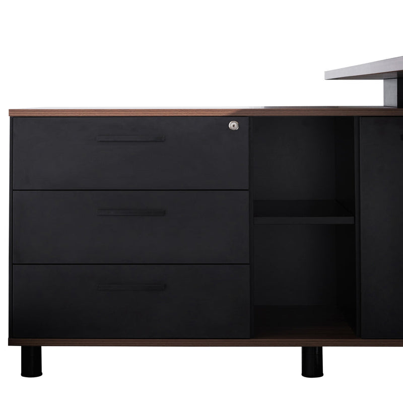 1.8m Executive Desk Right Return with Black Legs - Walnut