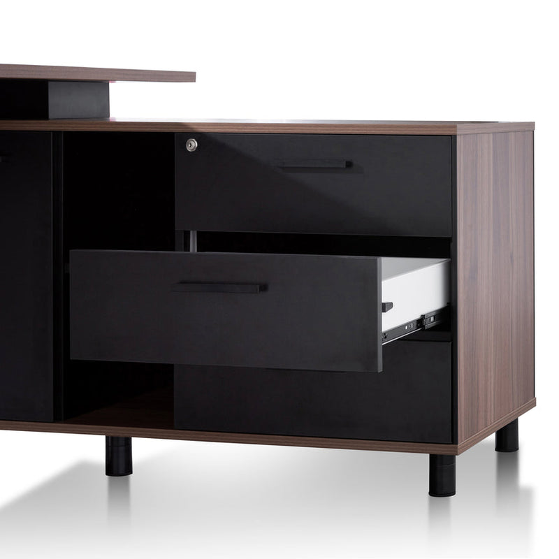 1.8m Executive Desk Right Return with Black Legs - Walnut