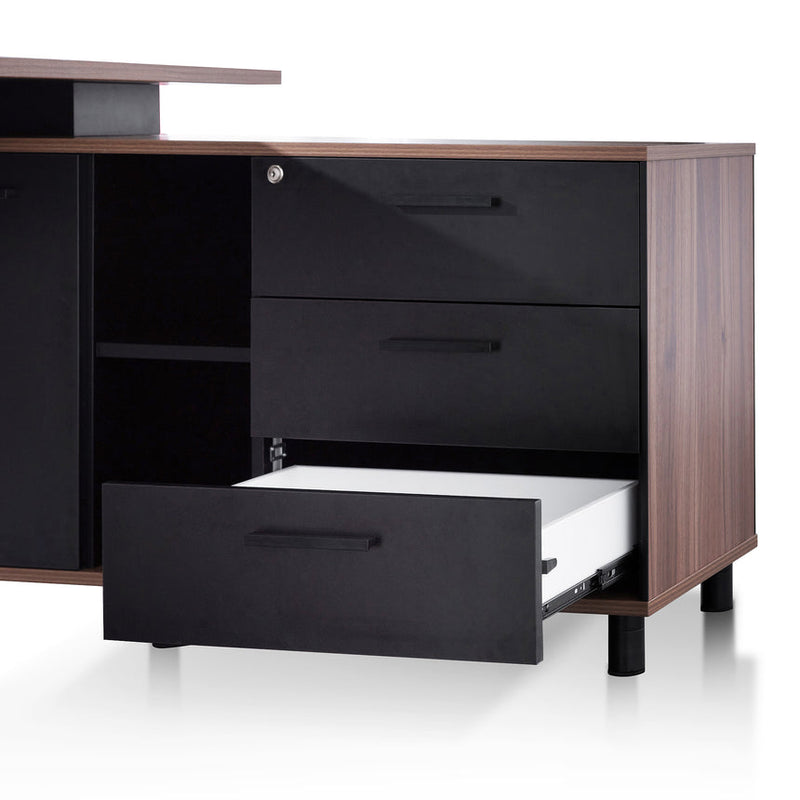 1.8m Executive Desk Right Return with Black Legs - Walnut