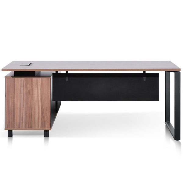 1.8m Executive Desk Right Return with Black Legs - Walnut