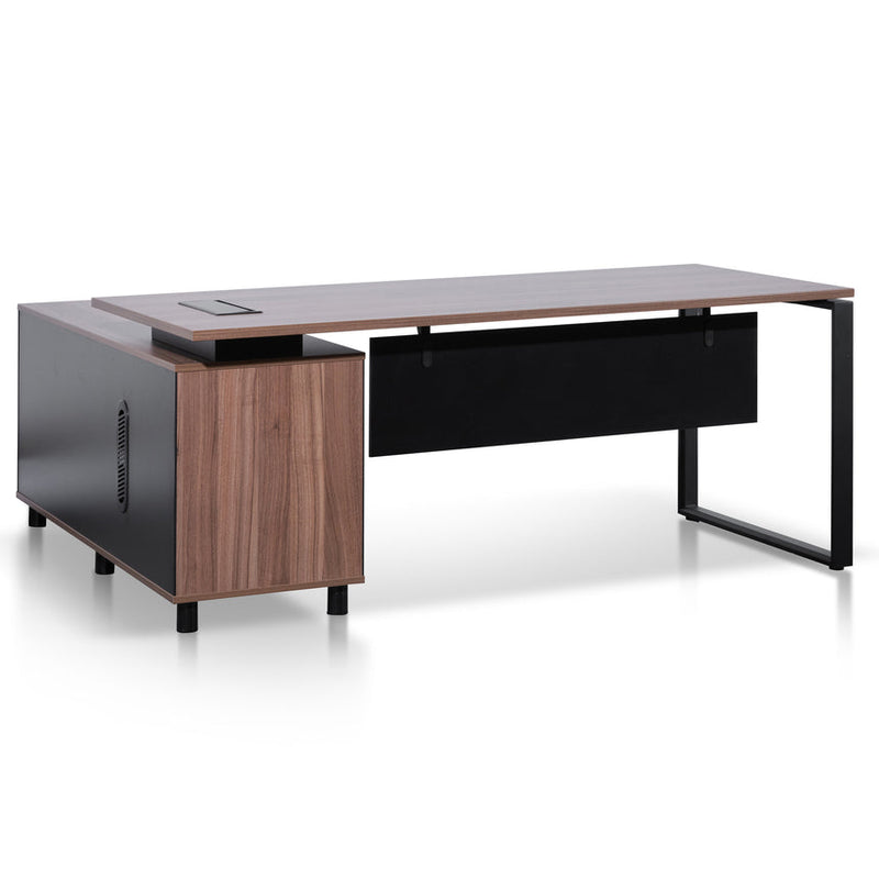 1.8m Executive Desk Right Return with Black Legs - Walnut