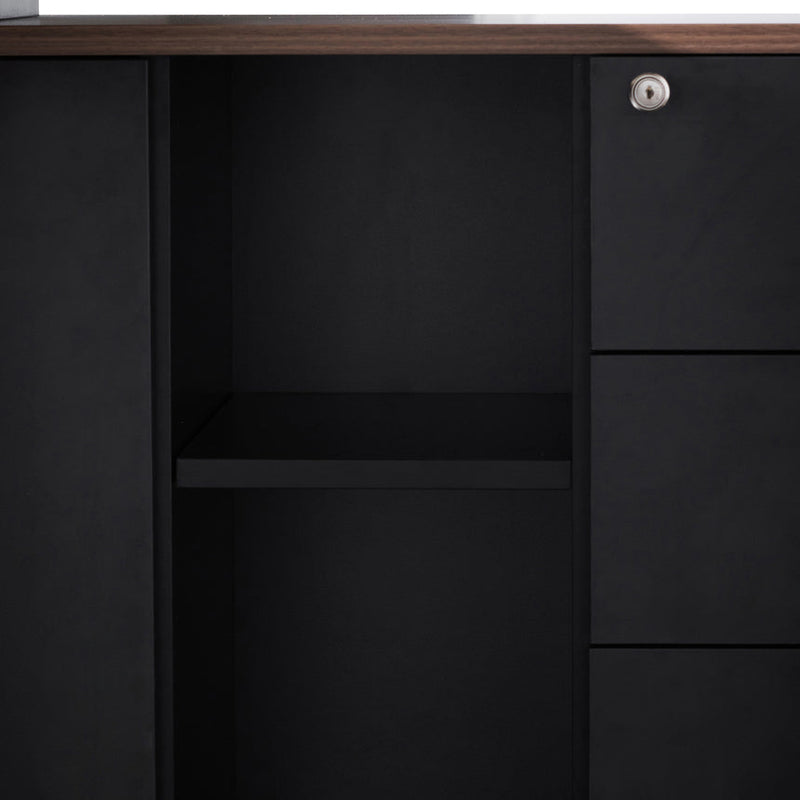 1.8m Executive Desk Right Return with Black Legs - Walnut