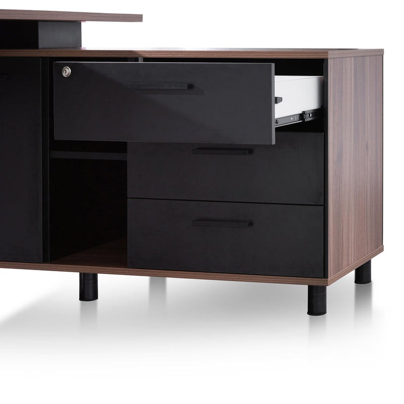 1.8m Executive Desk Right Return with Black Legs - Walnut