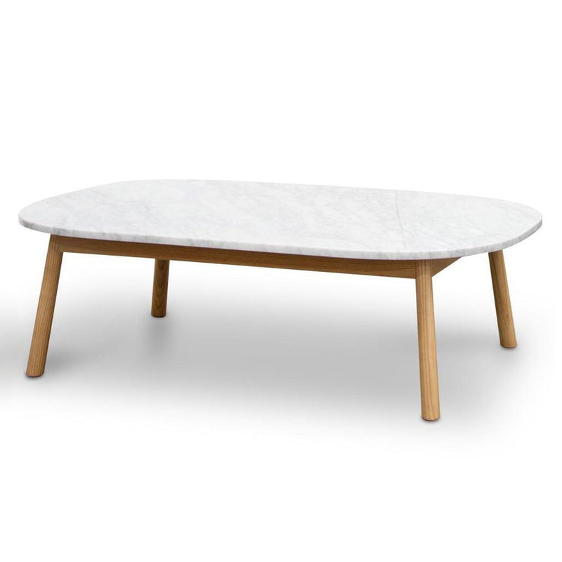 110cm Marble Coffee Table - Natural Base