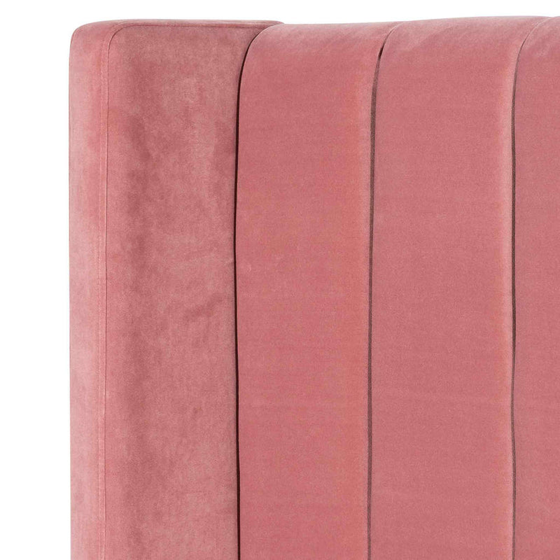 King Bed Frame - Blush Peach Velvet