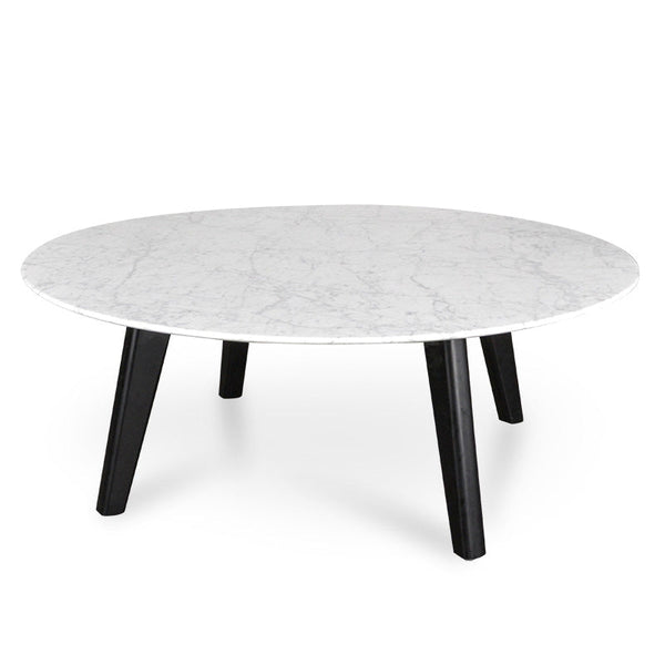 100cm Marble Coffee Table with Black Legs