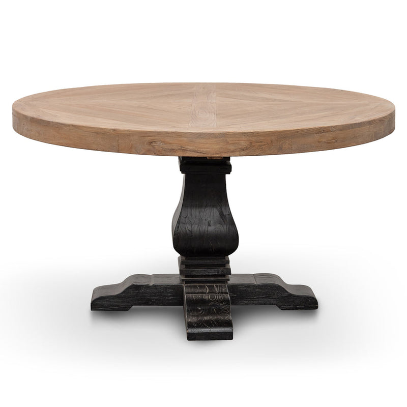 1.6m Round Dining Table - Natural in Black Base