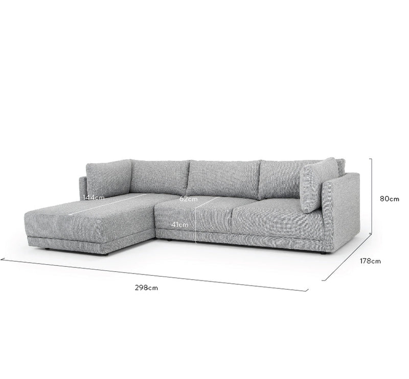 CLC2938-FA 3 Seater Right Chaise Fabric Sofa - Graphite Grey