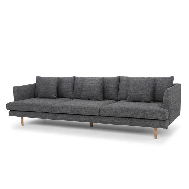 4 Seater Fabric Sofa - Graphite Grey and Natural Legs