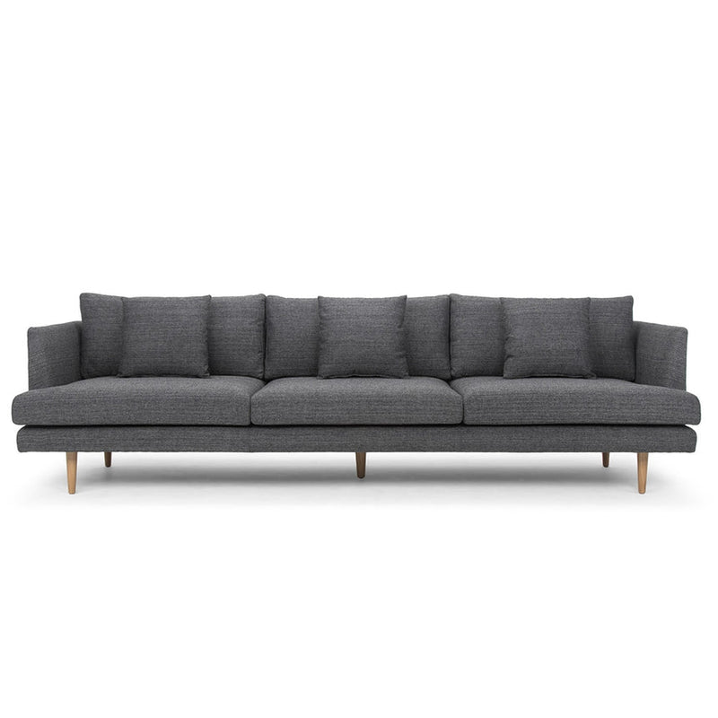 4 Seater Fabric Sofa - Graphite Grey and Natural Legs