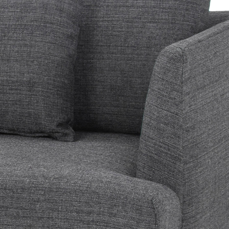 4 Seater Fabric Sofa - Graphite Grey and Natural Legs