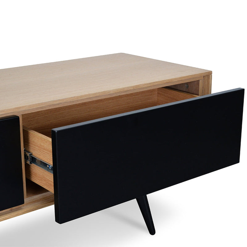 Unit With Black Drawers - Natural