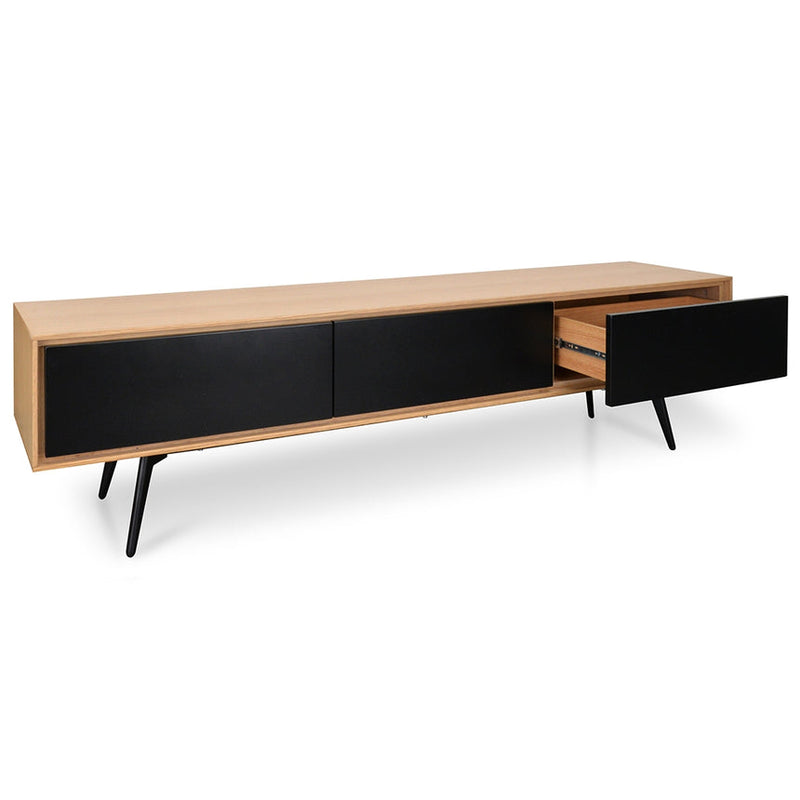 Unit With Black Drawers - Natural