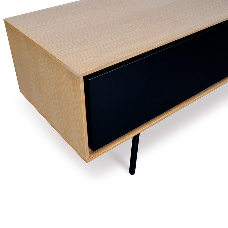 Unit With Black Drawers - Natural