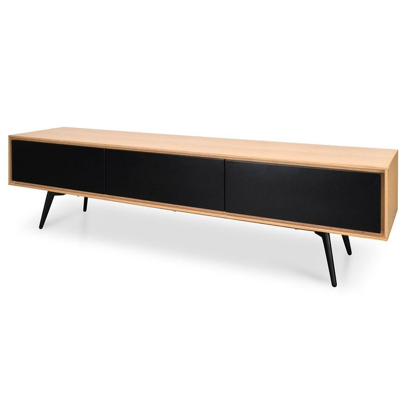 Unit With Black Drawers - Natural