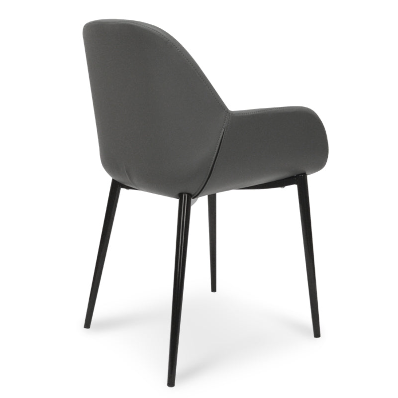 Dining chair - Black PU - Black Legs