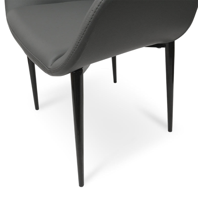 Dining chair - Black PU - Black Legs