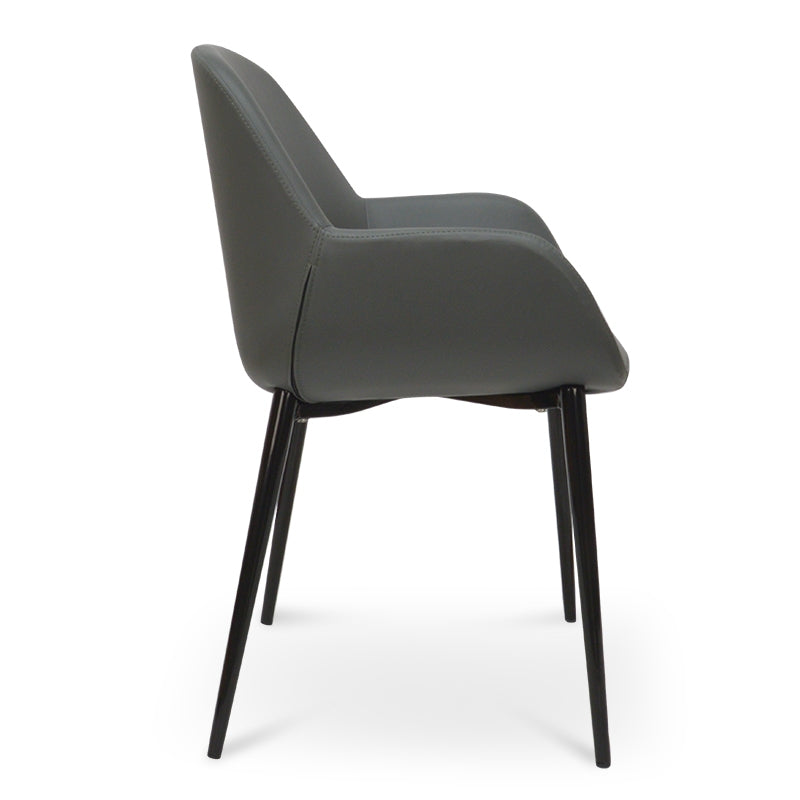 Dining chair - Black PU - Black Legs