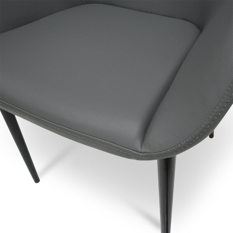 Dining chair - Black PU - Black Legs