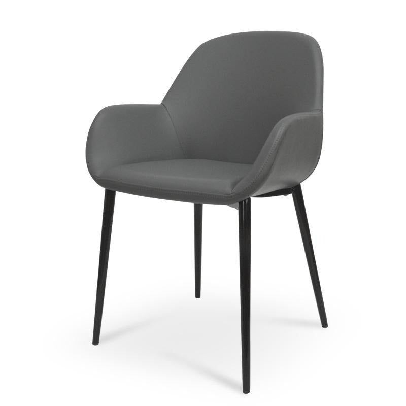 Dining chair - Black PU - Black Legs