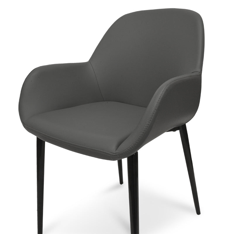 Dining chair - Black PU - Black Legs