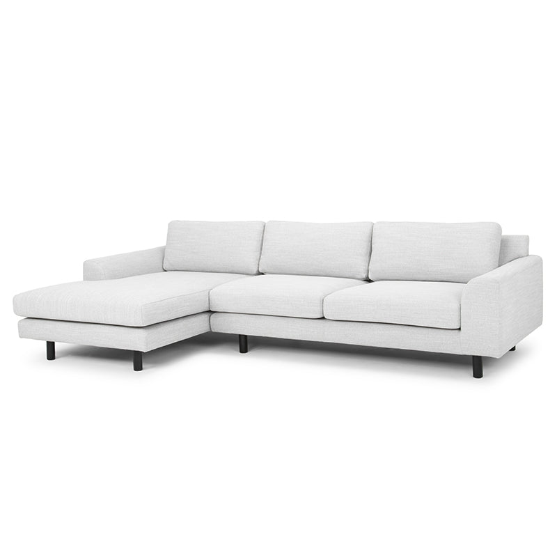 CLC747 3 Seater Left Chaise Sofa - Light Texture Grey - Black legs