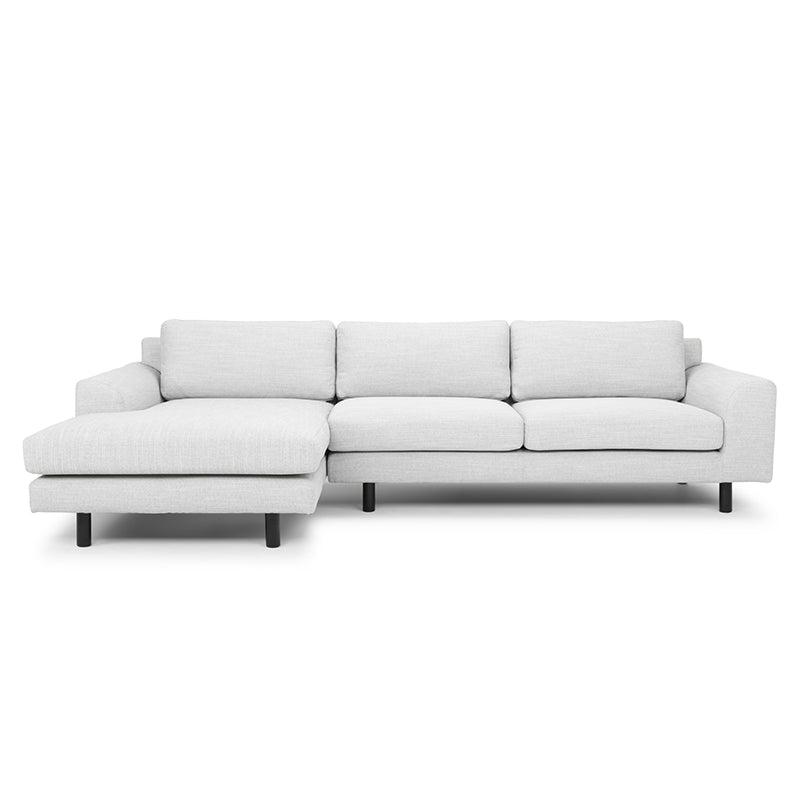 CLC747 3 Seater Left Chaise Sofa - Light Texture Grey - Black legs