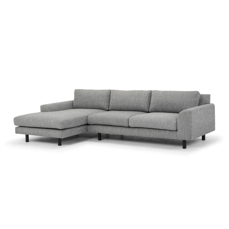 CLC747 3 Seater Left Chaise Sofa - Light Texture Grey - Black legs